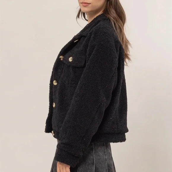 HYFVE Sherpa Button-Front Black Jacket - Picture 6 of 6